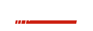 A red horizontal bar with a white cut-out in the shape of a horizontal line, resembling an interruption or break in the middle. The background is plain white, making the red bar the focal point of the image.